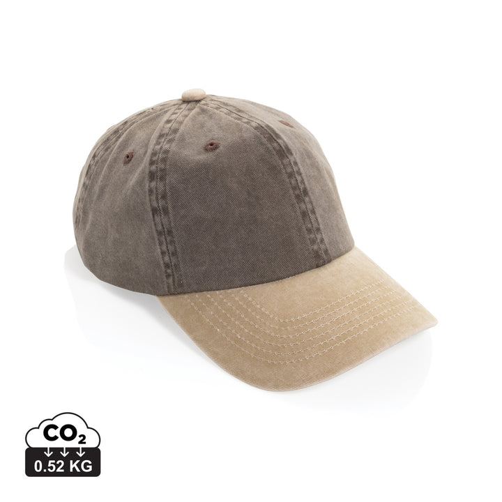 BEAU AWARE™ vasket 6-panels cap i tofarvet bomuldstwill, 270
