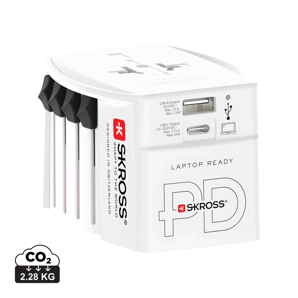 SKROSS World Travel Adapter MUV 65W PD med USB C kabel