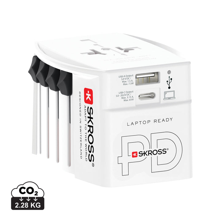 SKROSS World Travel Adapter MUV 65W PD med USB C kabel