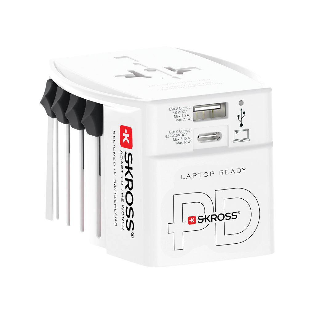 SKROSS World Travel Adapter MUV 65W PD med USB C kabel
