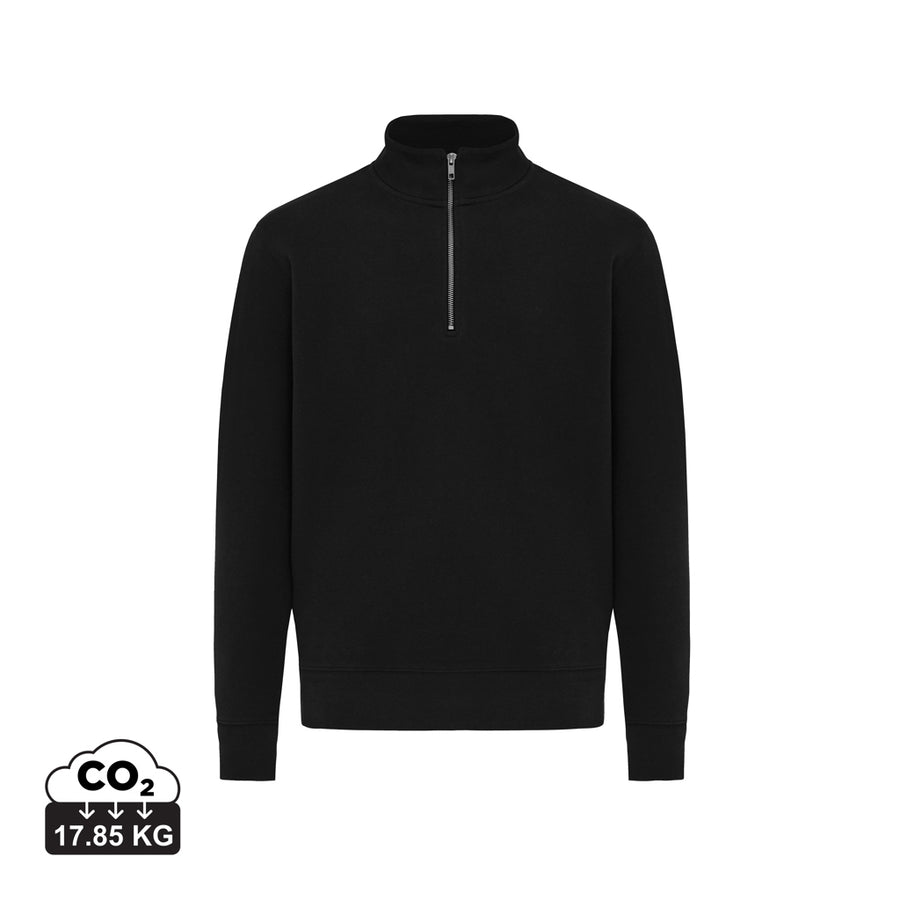 IQONIQ Elgon sweater i genanvendt bomuld med kvart lynlås