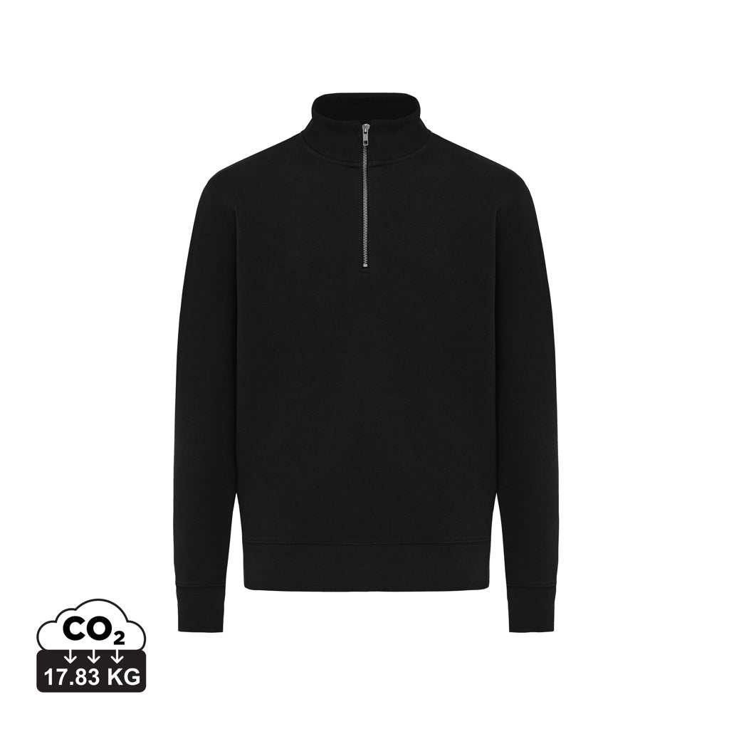 IQONIQ Elgon sweater i genanvendt bomuld med kvart lynlås