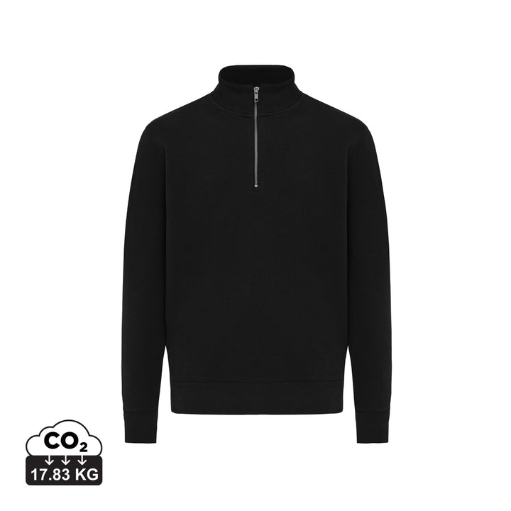 IQONIQ Elgon sweater i genanvendt bomuld med kvart lynlås