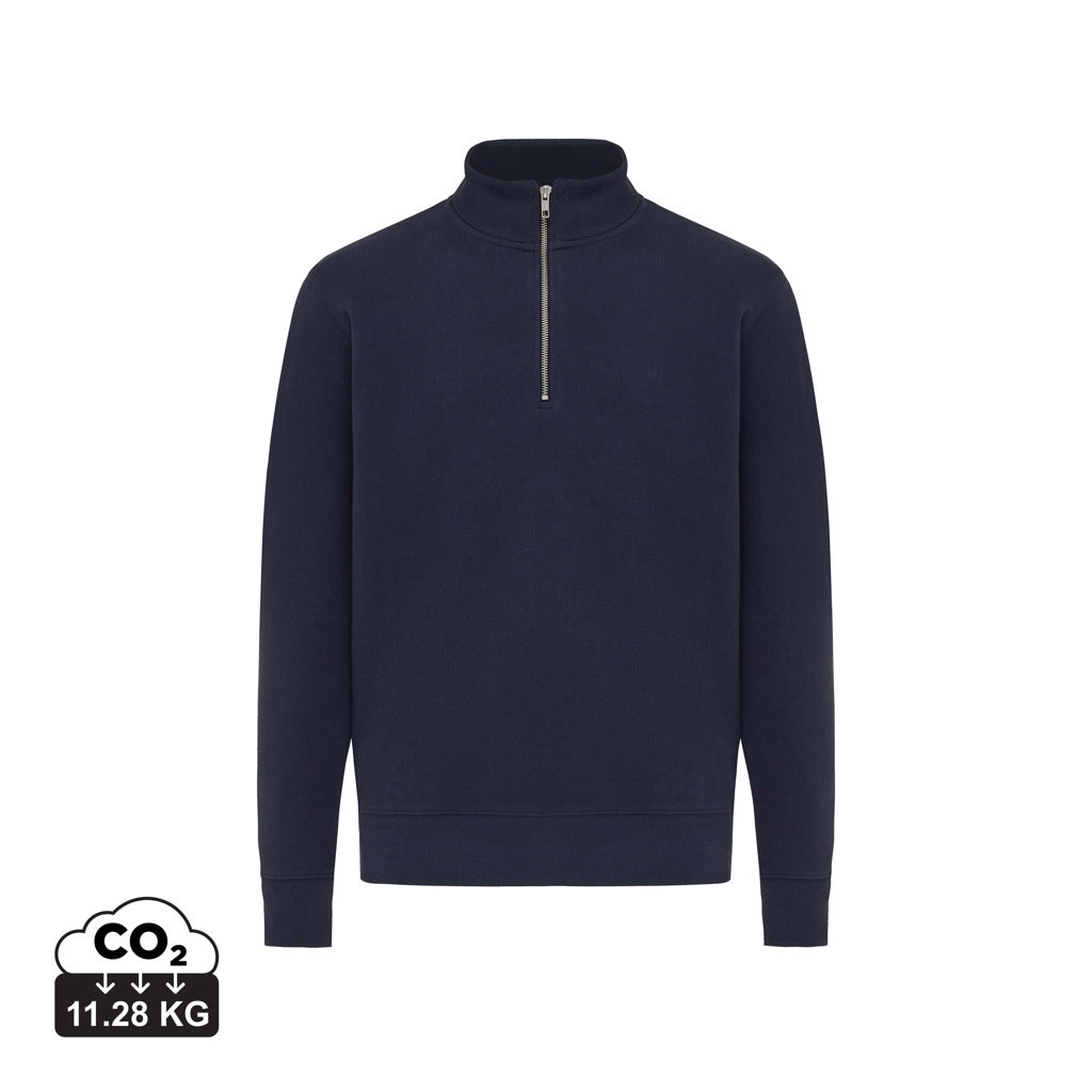 IQONIQ Elgon sweater i genanvendt bomuld med kvart lynlås