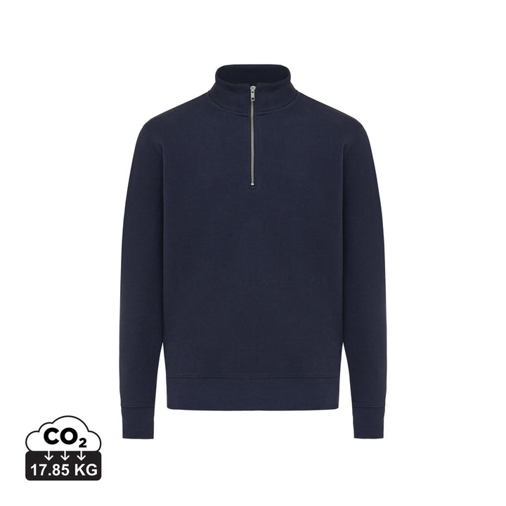 IQONIQ Elgon sweater i genanvendt bomuld med kvart lynlås