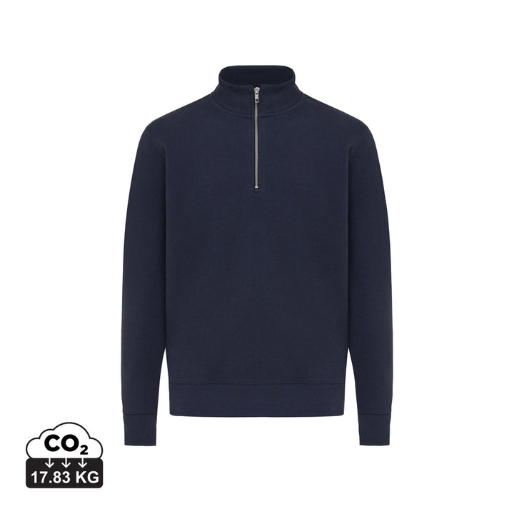 IQONIQ Elgon sweater i genanvendt bomuld med kvart lynlås