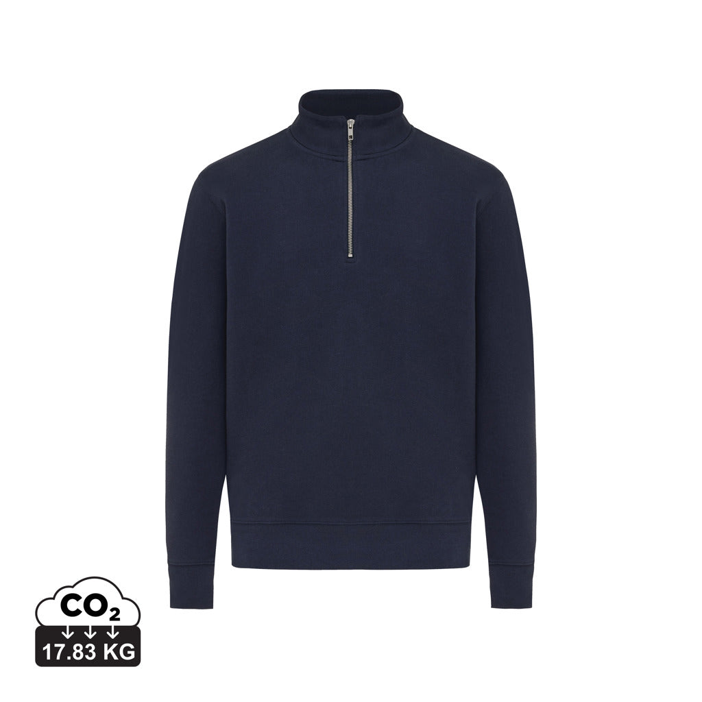 IQONIQ Elgon sweater i genanvendt bomuld med kvart lynlås
