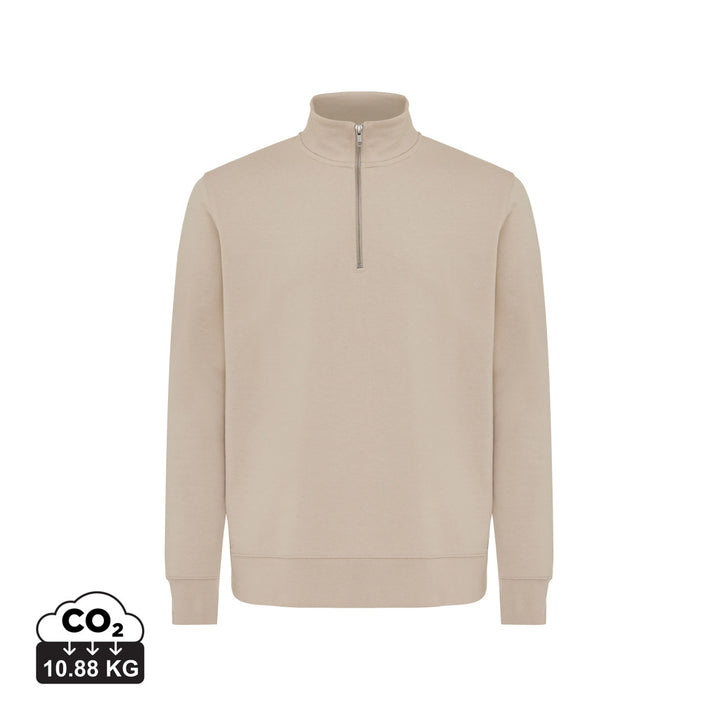 IQONIQ Elgon sweater i genanvendt bomuld med kvart lynlås