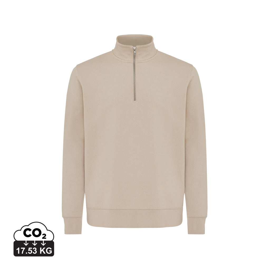 IQONIQ Elgon sweater i genanvendt bomuld med kvart lynlås