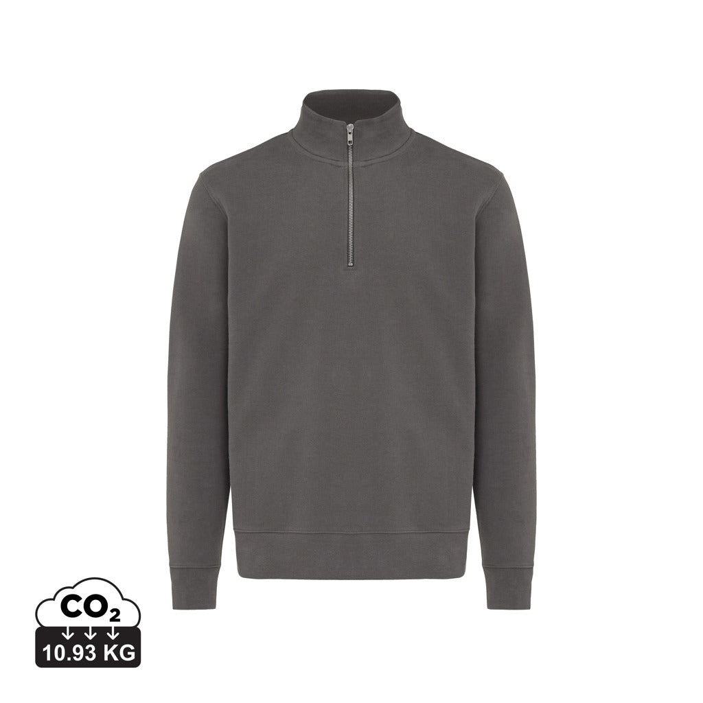 IQONIQ Elgon sweater i genanvendt bomuld med kvart lynlås