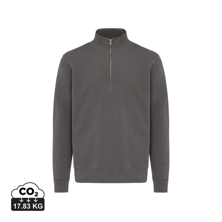 IQONIQ Elgon sweater i genanvendt bomuld med kvart lynlås