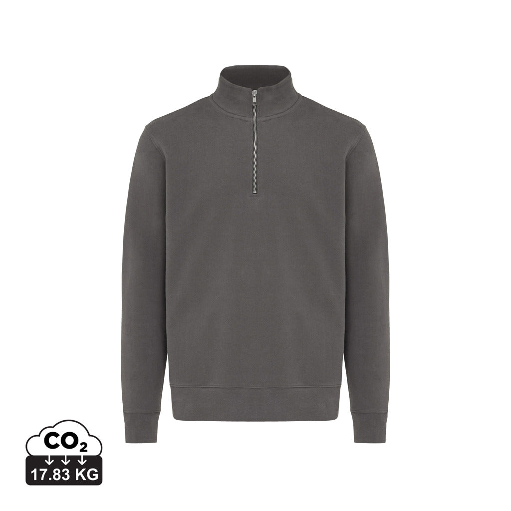 IQONIQ Elgon sweater i genanvendt bomuld med kvart lynlås