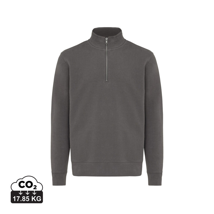 IQONIQ Elgon sweater i genanvendt bomuld med kvart lynlås