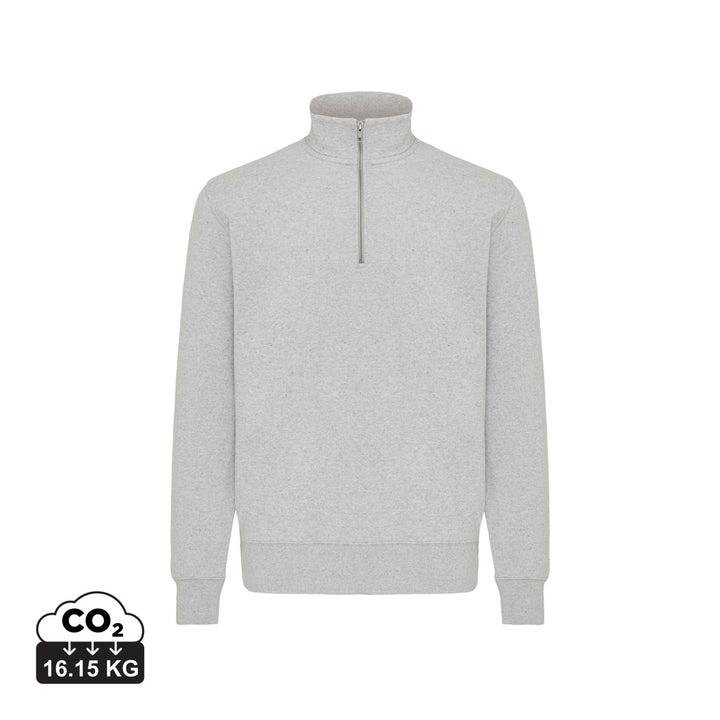 IQONIQ Elgon sweater i genanvendt bomuld med kvart lynlås