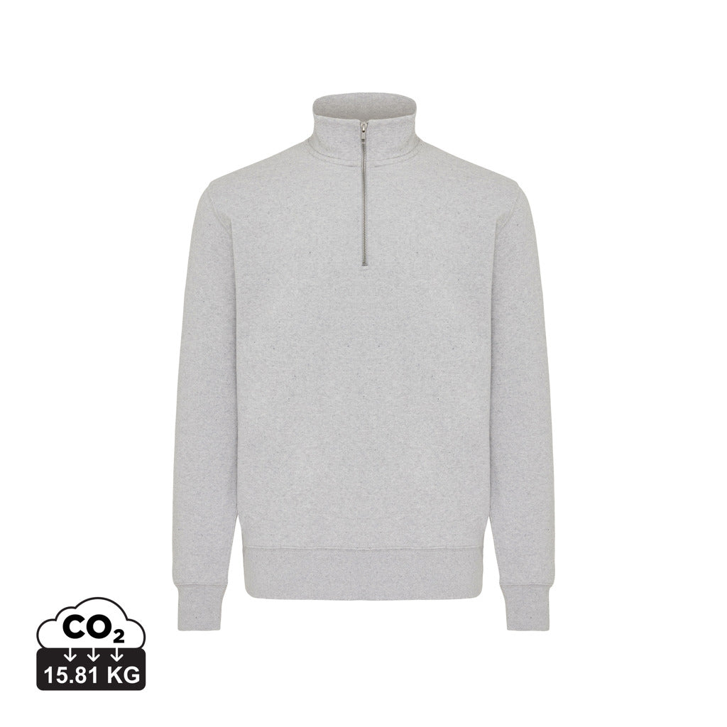 IQONIQ Elgon sweater i genanvendt bomuld med kvart lynlås