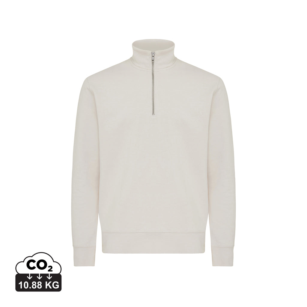 IQONIQ Elgon sweater i genanvendt bomuld med kvart lynlås