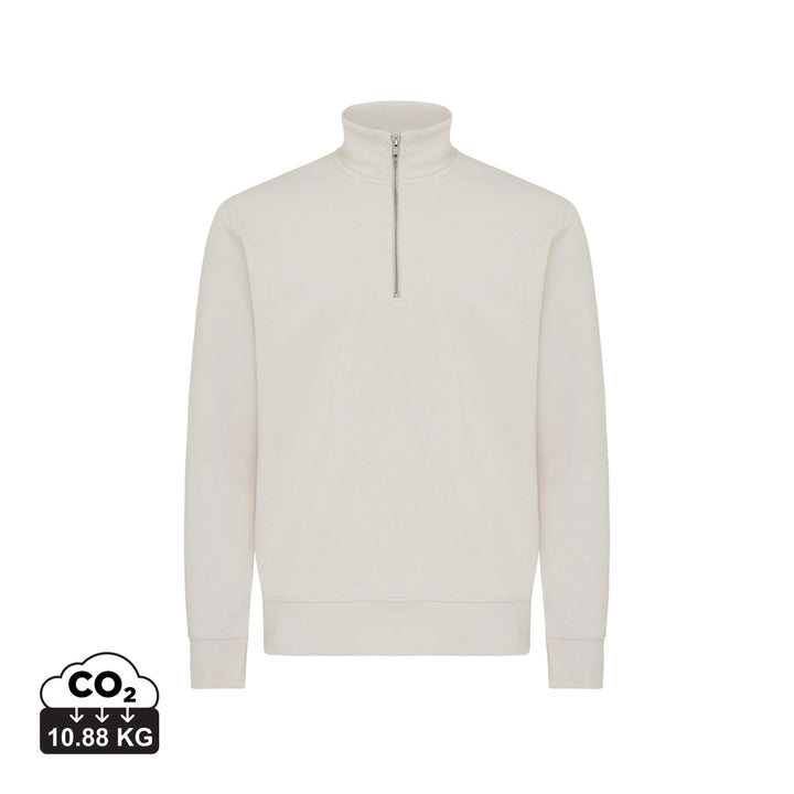 IQONIQ Elgon sweater i genanvendt bomuld med kvart lynlås