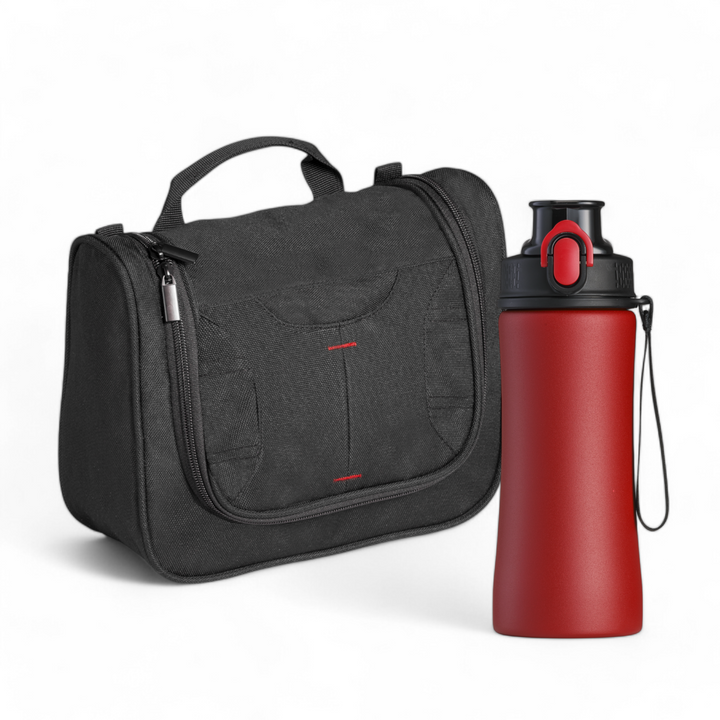 Primo Set Iii: Steel Bottle And Cosmetic Bag