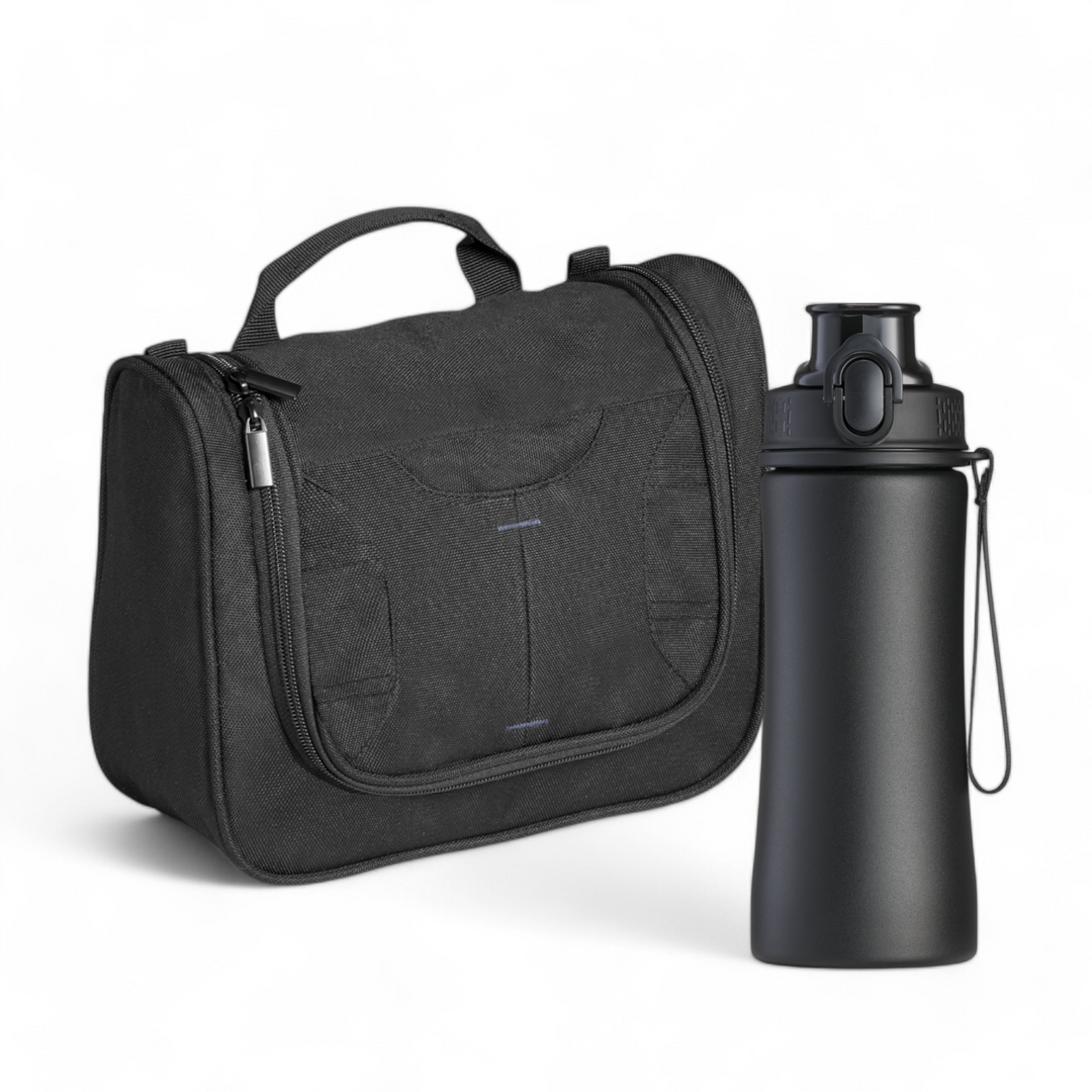 Primo Set Iii: Steel Bottle And Cosmetic Bag