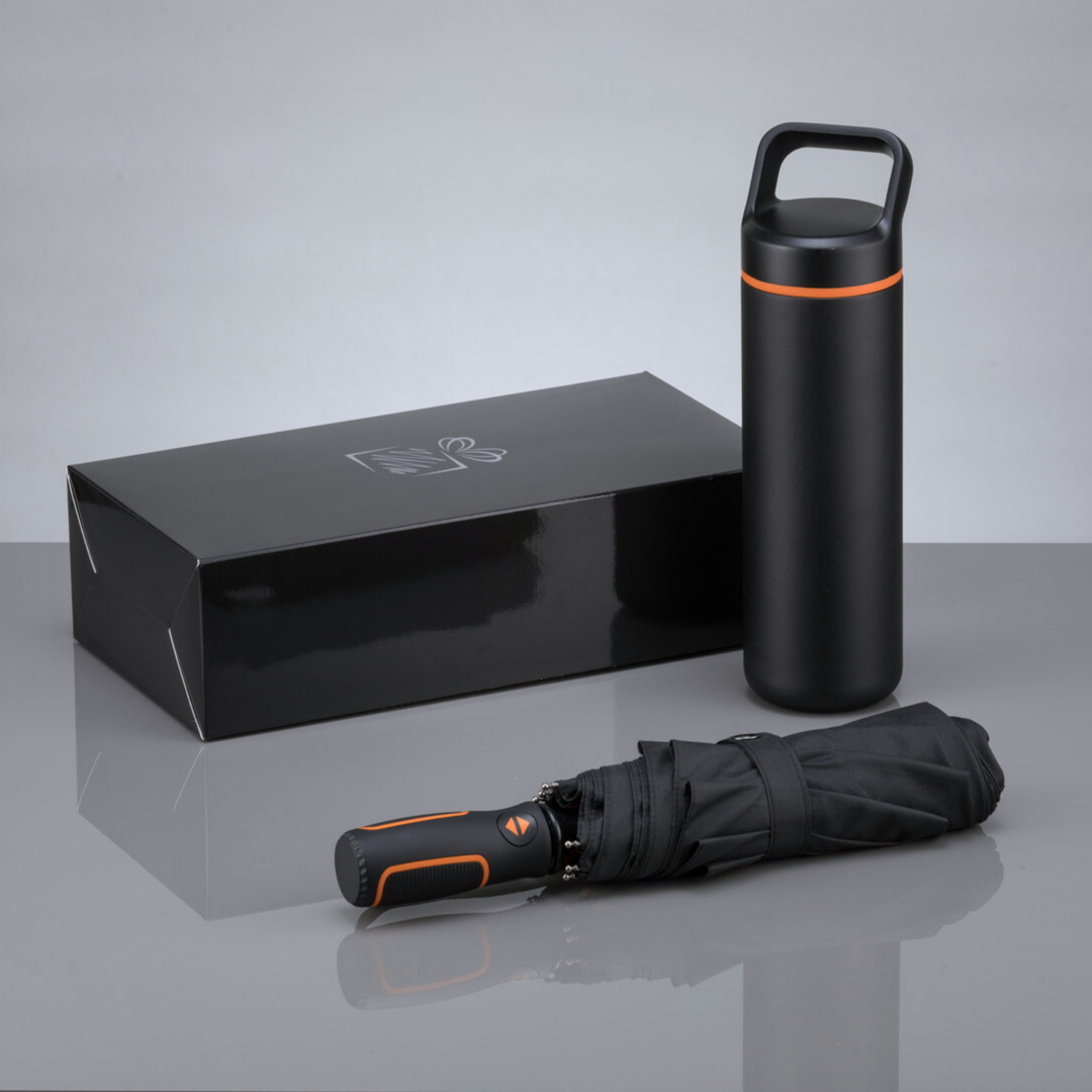 Outdoor Set: steel water bottle 650 ml & automatic umbrella