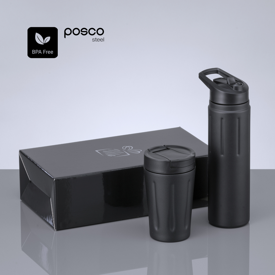 Scandic Drinking Set: thermal mug 350 ml & steel water bottle 750 ml