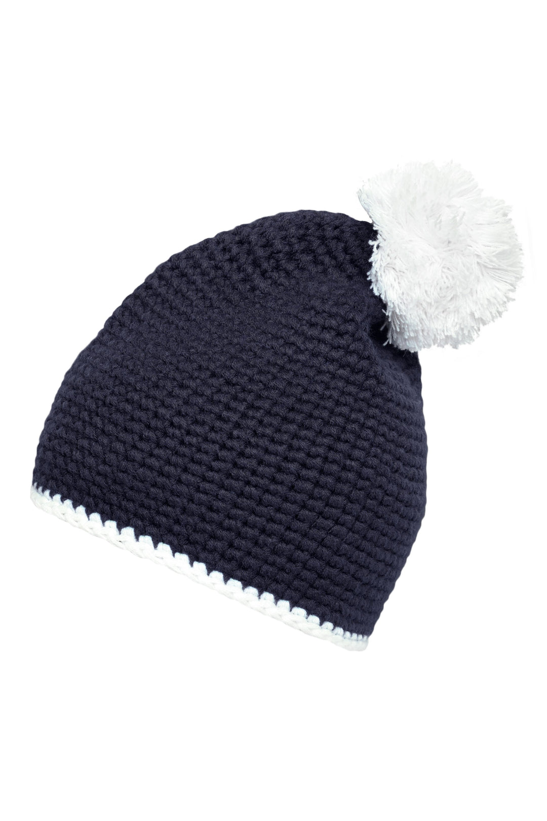 Pompon Hat with contrast strip