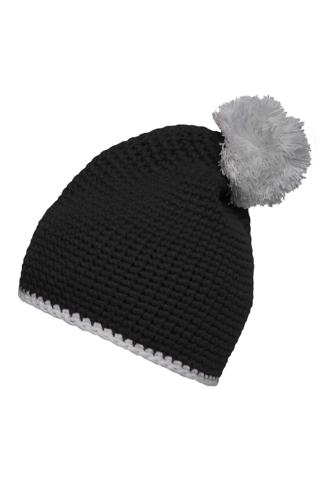 Pompon Hat with contrast strip