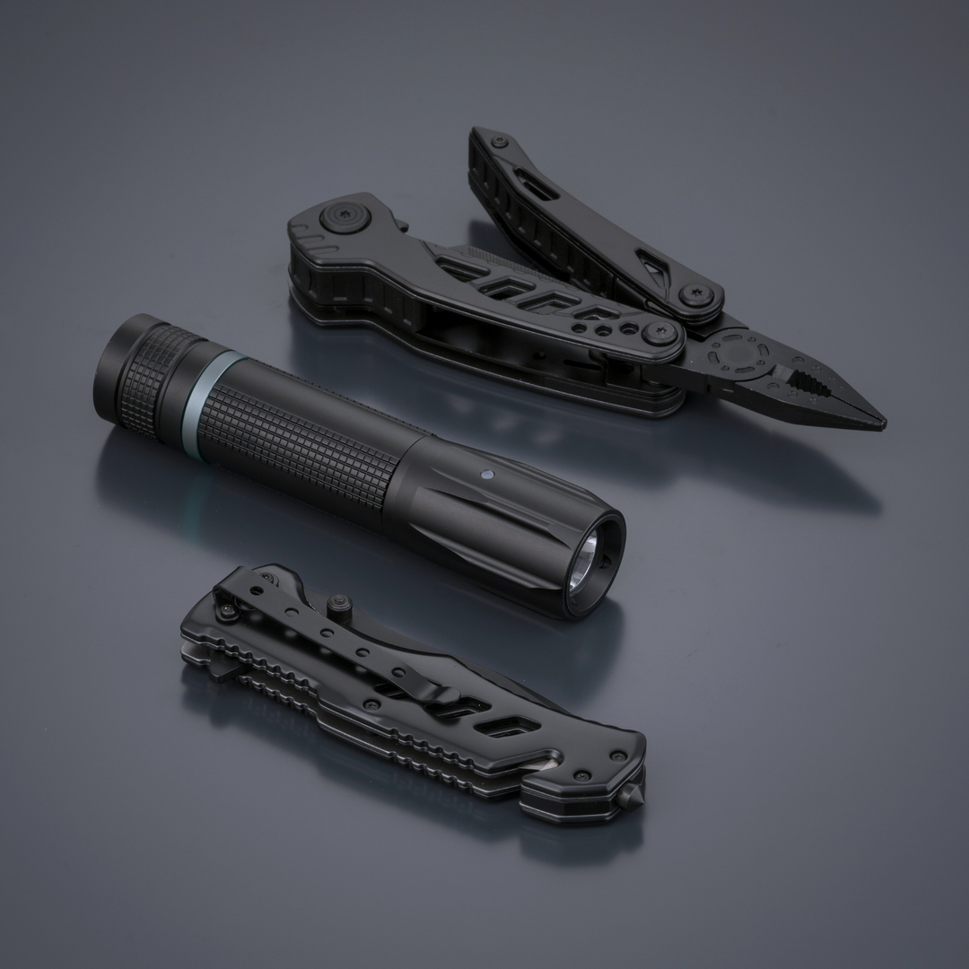 Optima Multiset: multitool, rescue knife & small flashlight
