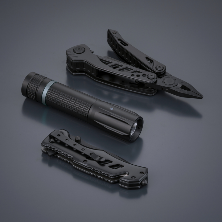 Optima Multiset: multitool, rescue knife & small flashlight