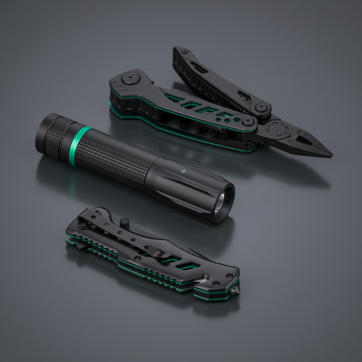 Optima Multiset: multitool, rescue knife & small flashlight