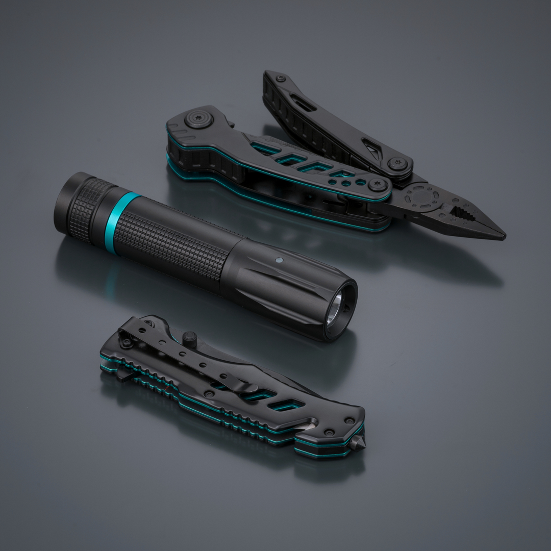 Optima Multiset: multitool, rescue knife & small flashlight