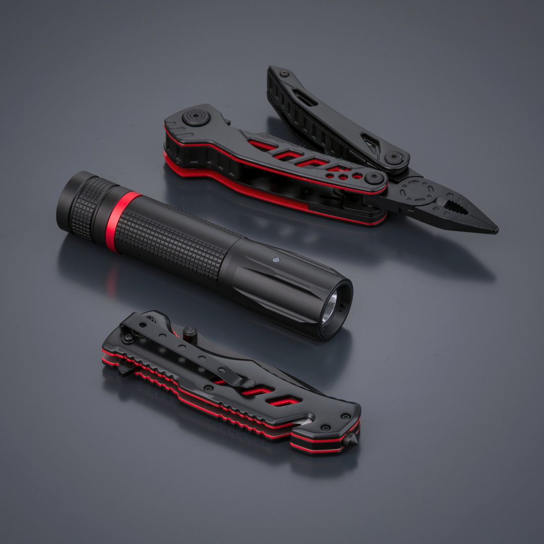 Optima Multiset: multitool, rescue knife & small flashlight