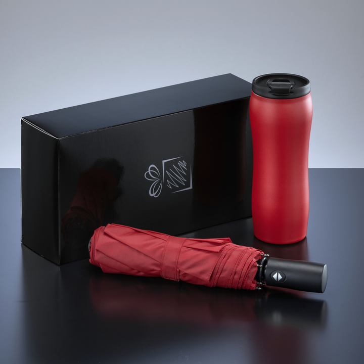 Primo Set: vacuum mug 400 ml & automatic umbrella
