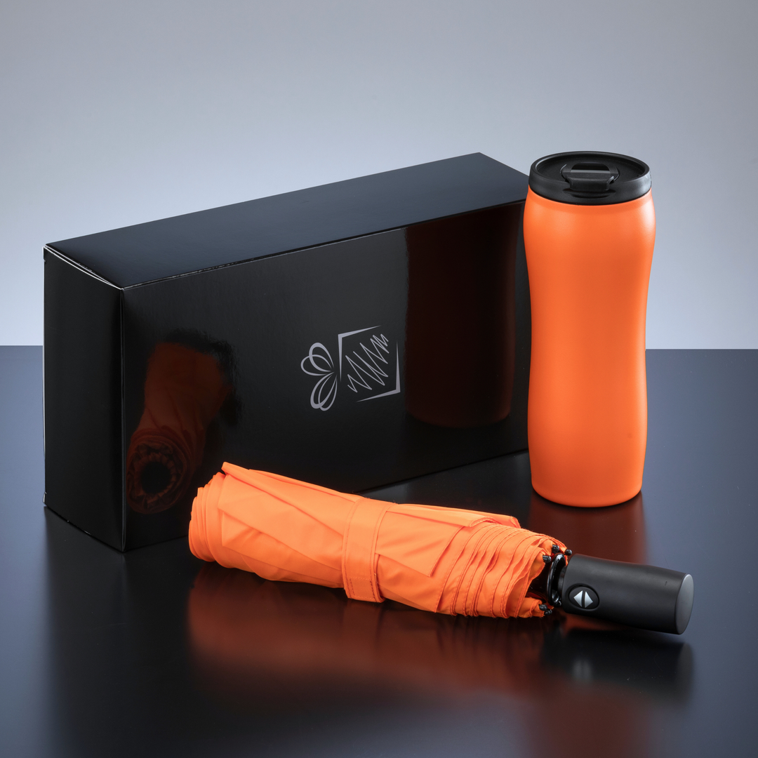 Primo Set: vacuum mug 400 ml & automatic umbrella
