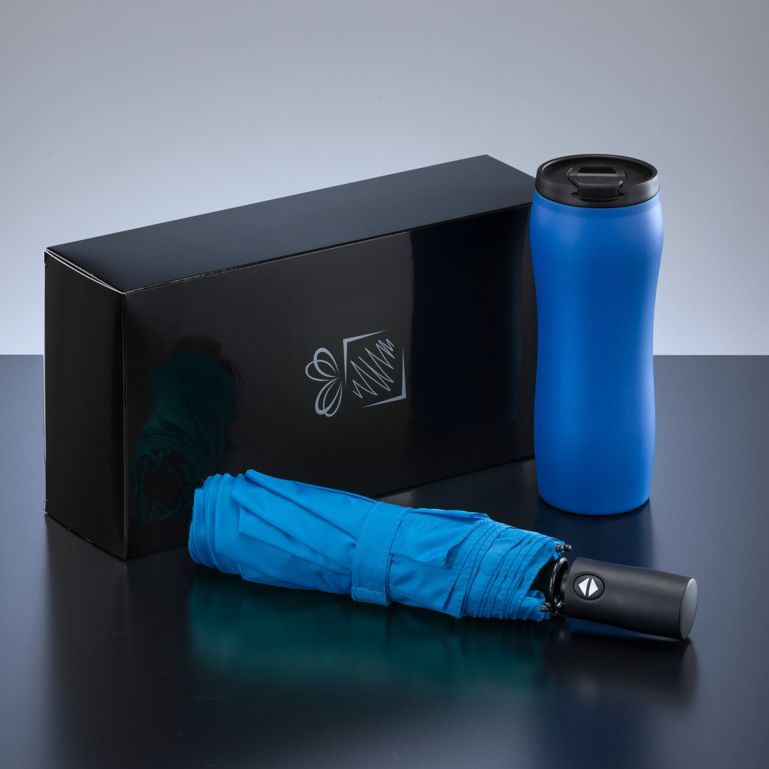 Primo Set: vacuum mug 400 ml & automatic umbrella