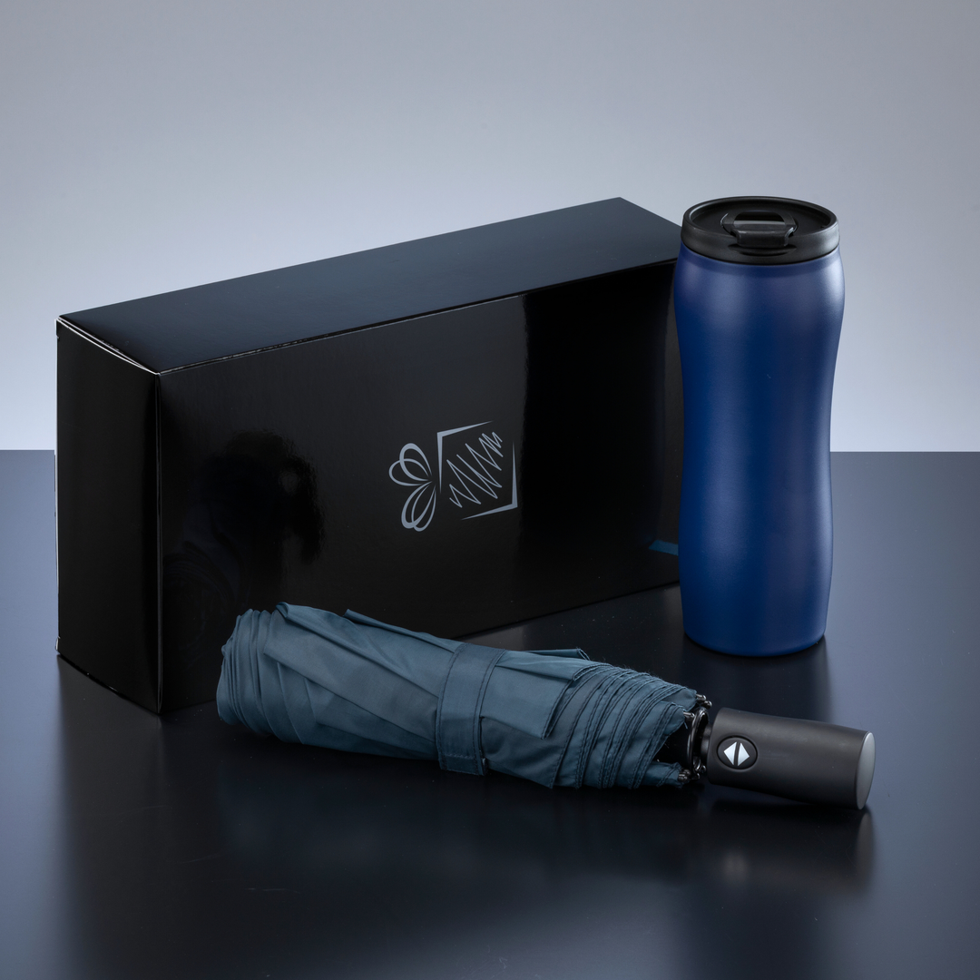 Primo Set: vacuum mug 400 ml & automatic umbrella