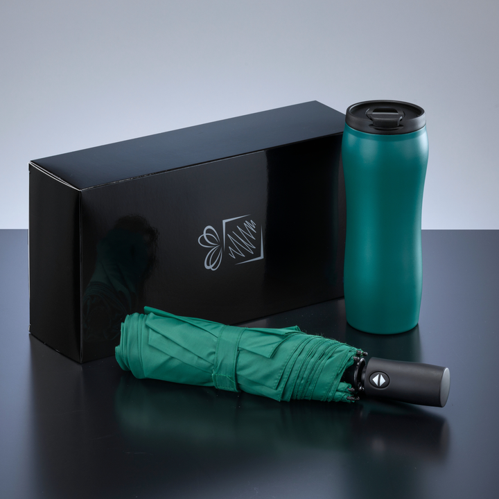 Primo Set: vacuum mug 400 ml & automatic umbrella