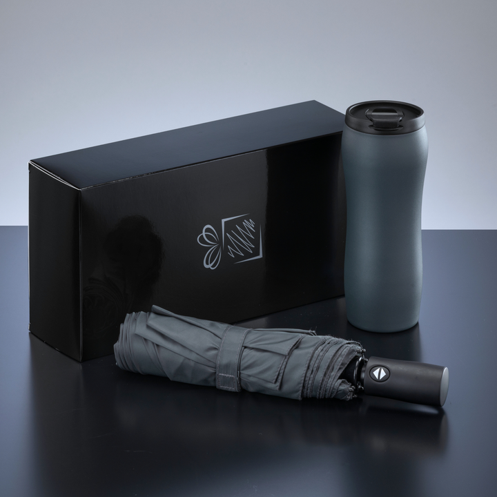 Primo Set: vacuum mug 400 ml & automatic umbrella