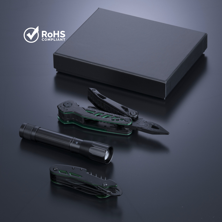 Optima Set II: multitool, pocket knife & medium flashlight