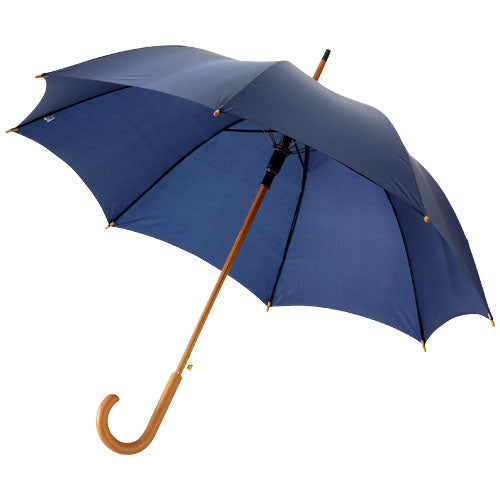 Kyle 23" paraply med automatisk åbning og træskaft og -håndtag - med eller uden logo
